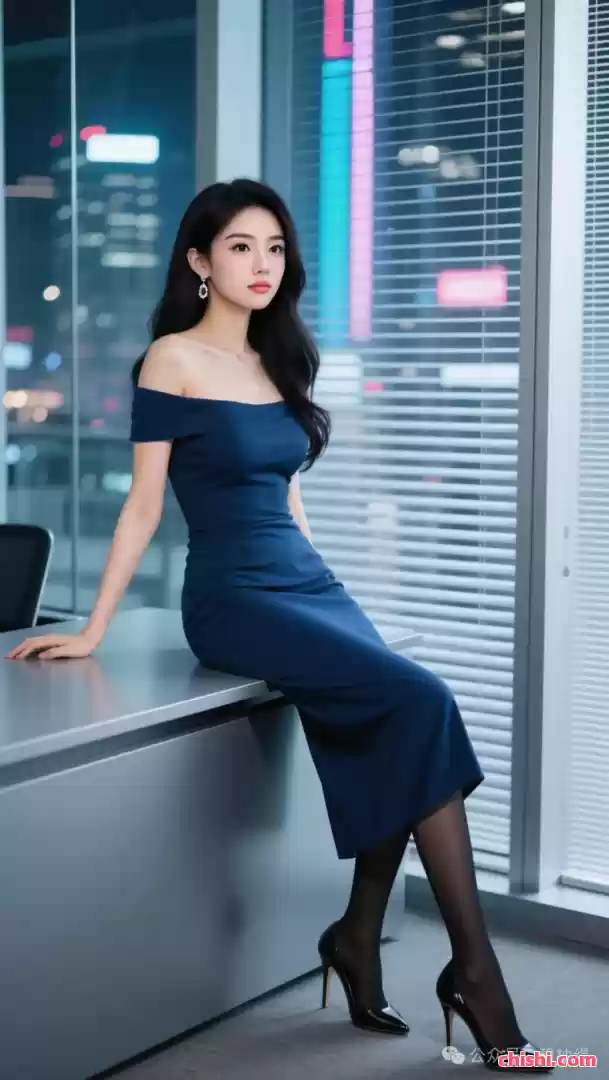 年轻优雅高贵美女依坐办公桌边沿 第2张