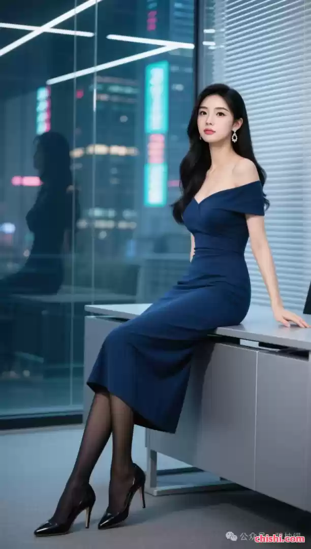 年轻优雅高贵美女依坐办公桌边沿 第5张