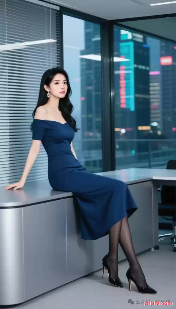 年轻优雅高贵美女依坐办公桌边沿 第6张
